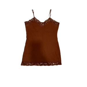 Rue 21 Y2K Sequin Lace Trim Camisole XL Brown Fairy Whimsy Vintage Layers Tank